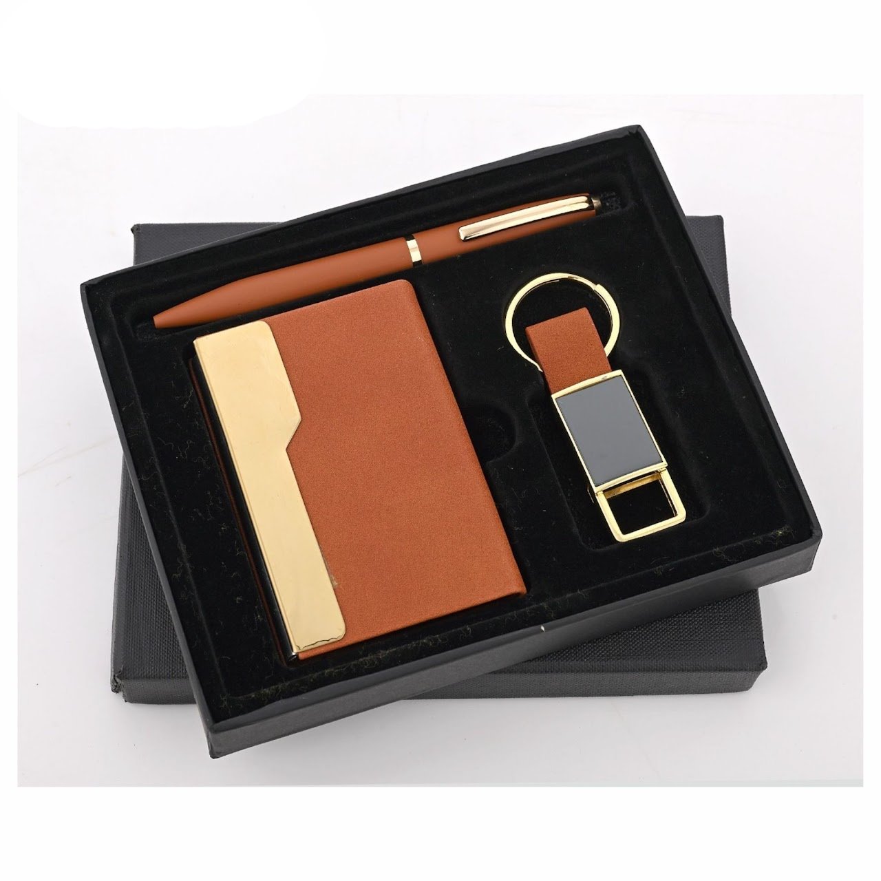 Pen, Keychain and Cardholder Brown Color