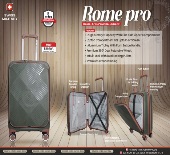 Rome Pro Hard Laptop Cabin Luggage