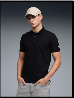 PUMA ESS Jacquard Collar Polo  Black