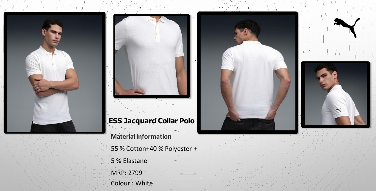 PUMA ESS Jacquard Collar Polo White