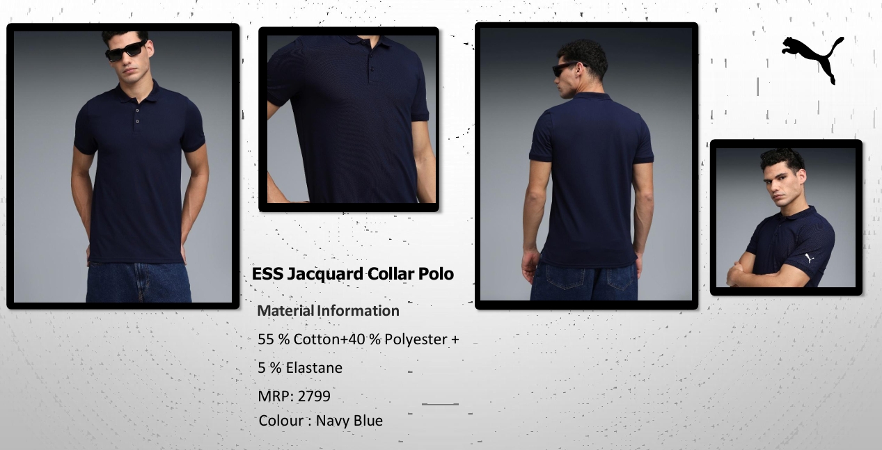 PUMA ESS Jacquard Collar Polo Navy Blue