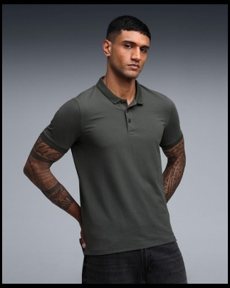 PUMA ESS Jacquard Collar Polo Shadow Grey