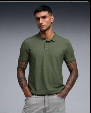 PUMA ESS Jacquard Collar Polo Olive Green