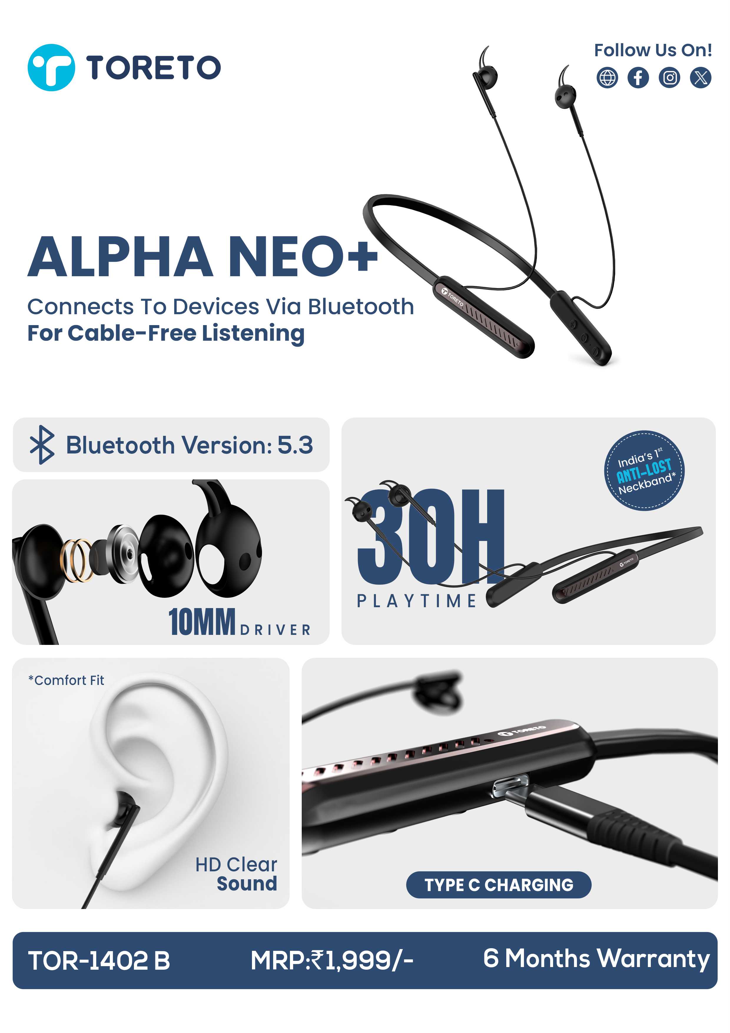 Toreto ALPHA NEO+ Neckband