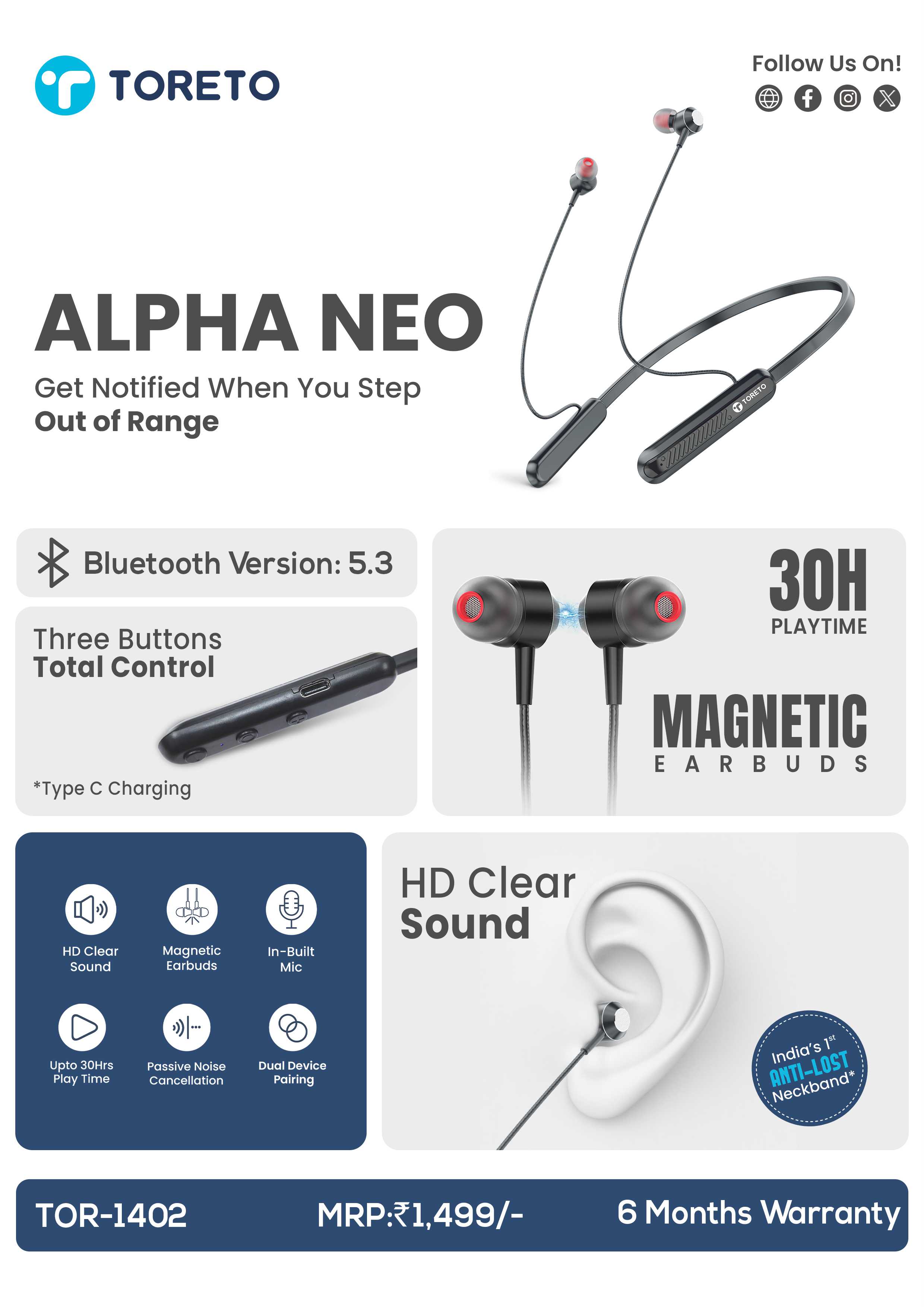 Toreto ALPHA NEO+ Neckband