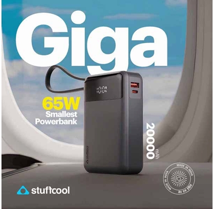 Giga Smallest 20000 mAh Power bank With Built-in Type C Cable