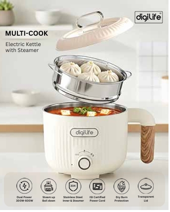 MULTI-COOK Electric Kettle with Steamer