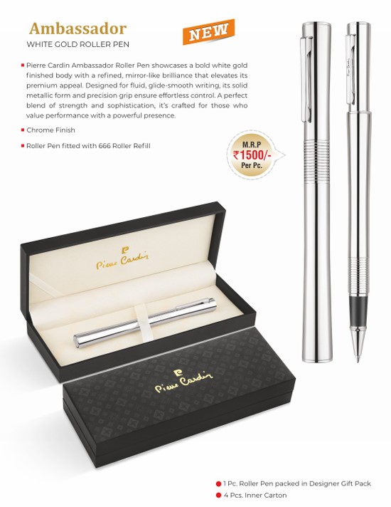 Ambassador White Gold Roller Pen