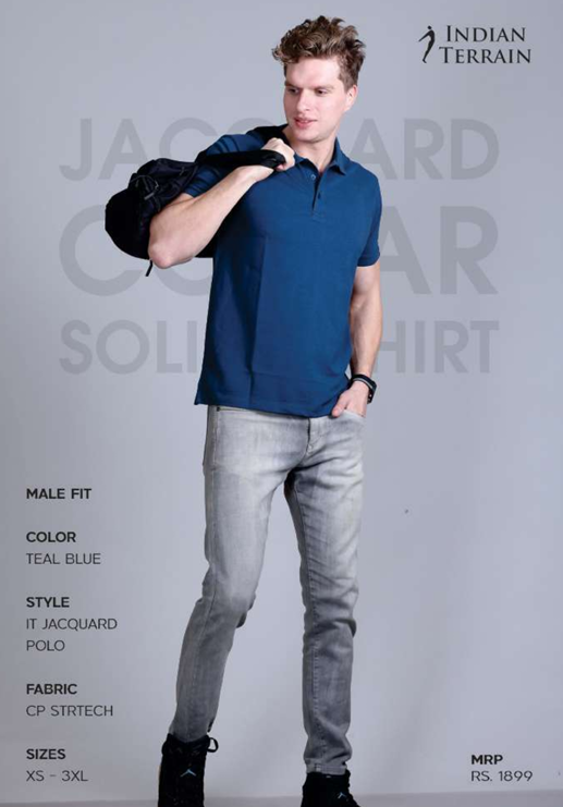 JACQUARD COLLAR SOLID T-SHIRTS