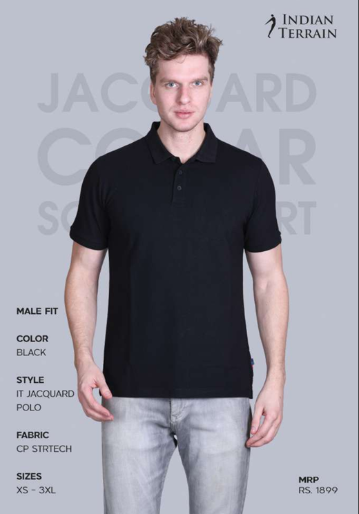 JACQUARD COLLAR SOLID T-SHIRTS