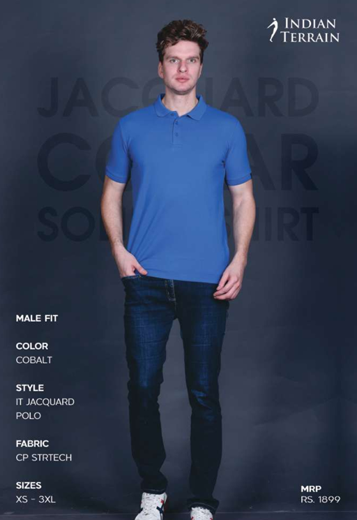 JACQUARD COLLAR SOLID T-SHIRTS