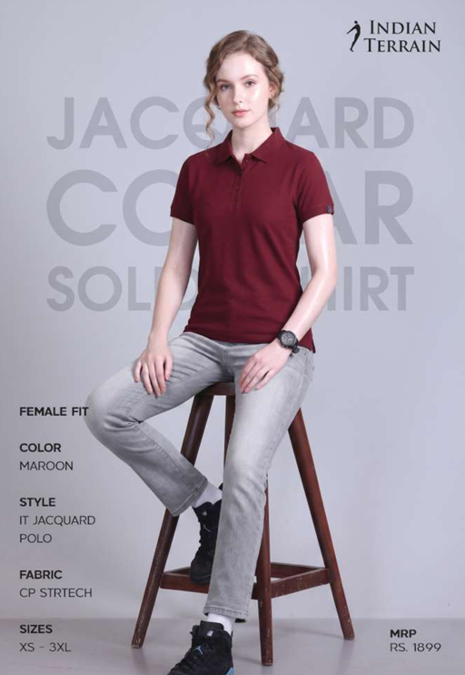 JACQUARD COLLAR SOLID T-SHIRTS