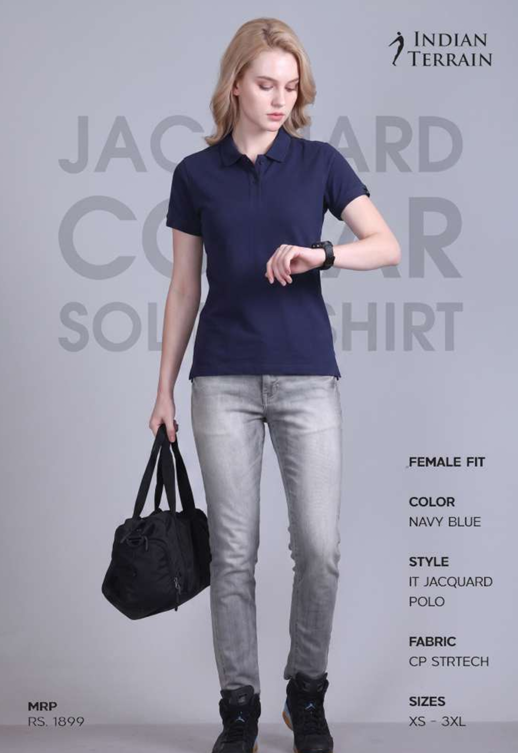 JACQUARD COLLAR SOLID T-SHIRTS