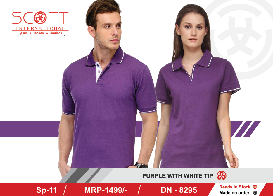 SCOTT INTERNATIONAL PURPLE WITH WHITE TIP COLOUR T-SHIRT