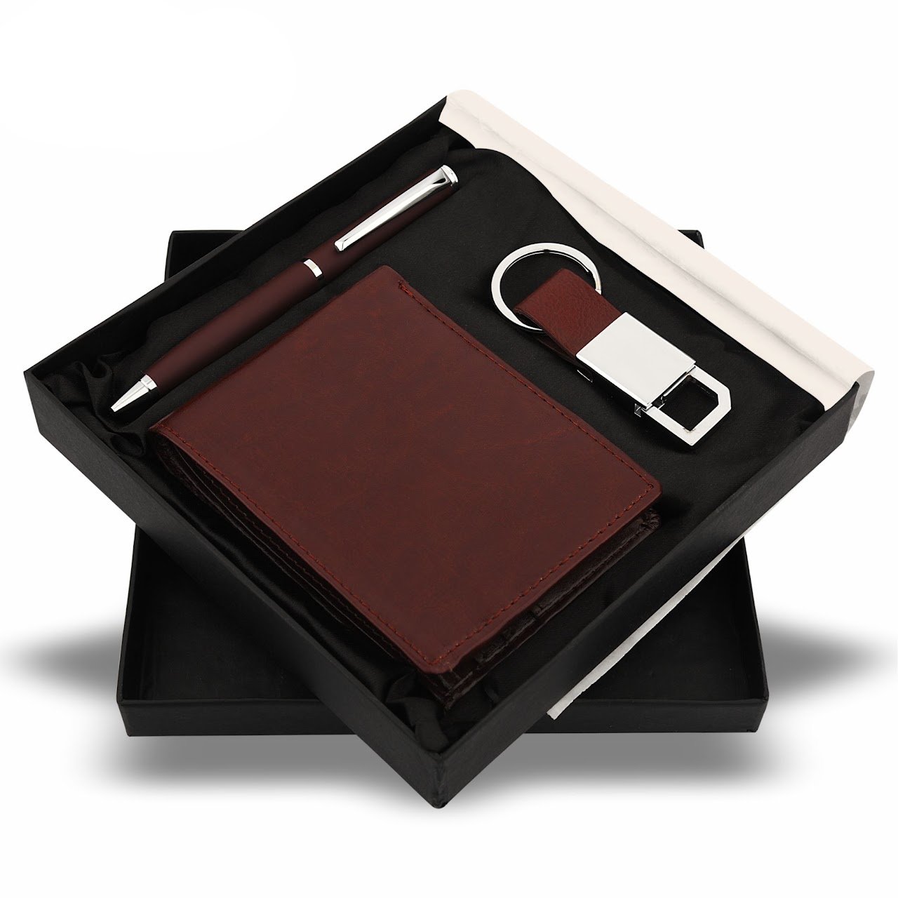 Escala Pen, Keychain and Wallet Dark Red Color