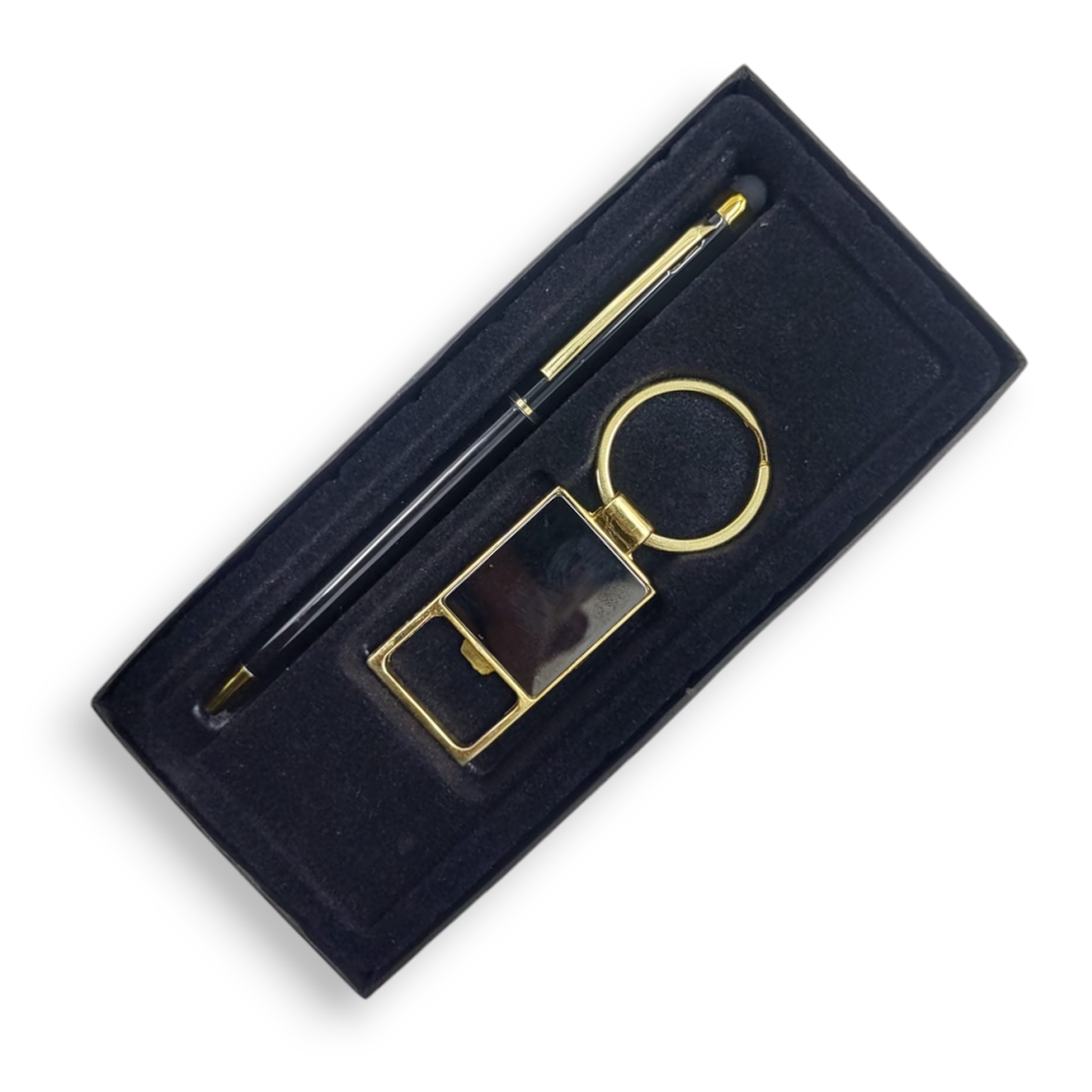 Pen and Keychain Black Gold Color