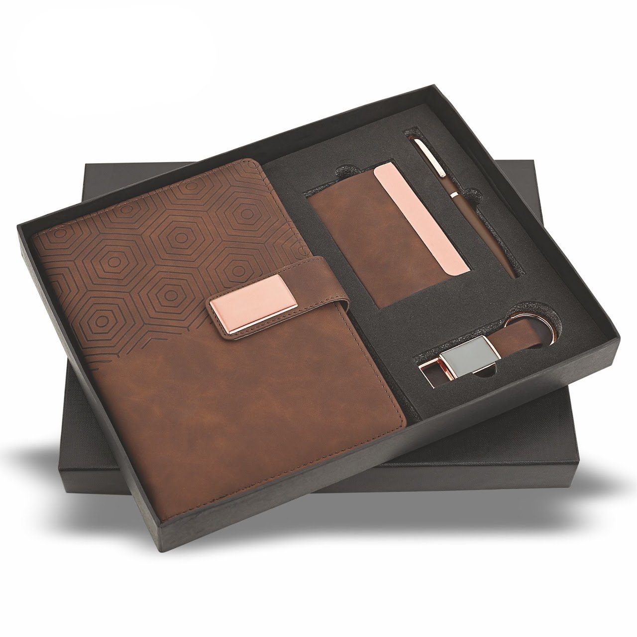 Hexa Rosegold 4 in 1 Pen, Diary, Cardholder, and Keychain