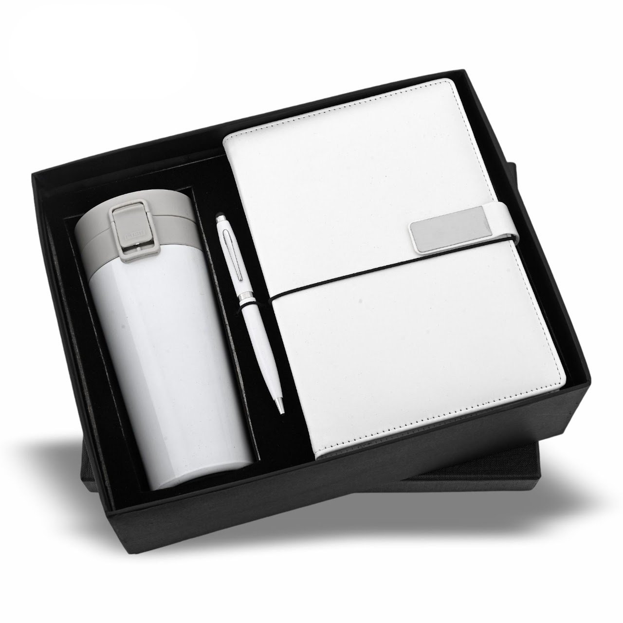 Diary, Pen, Flask, Set White