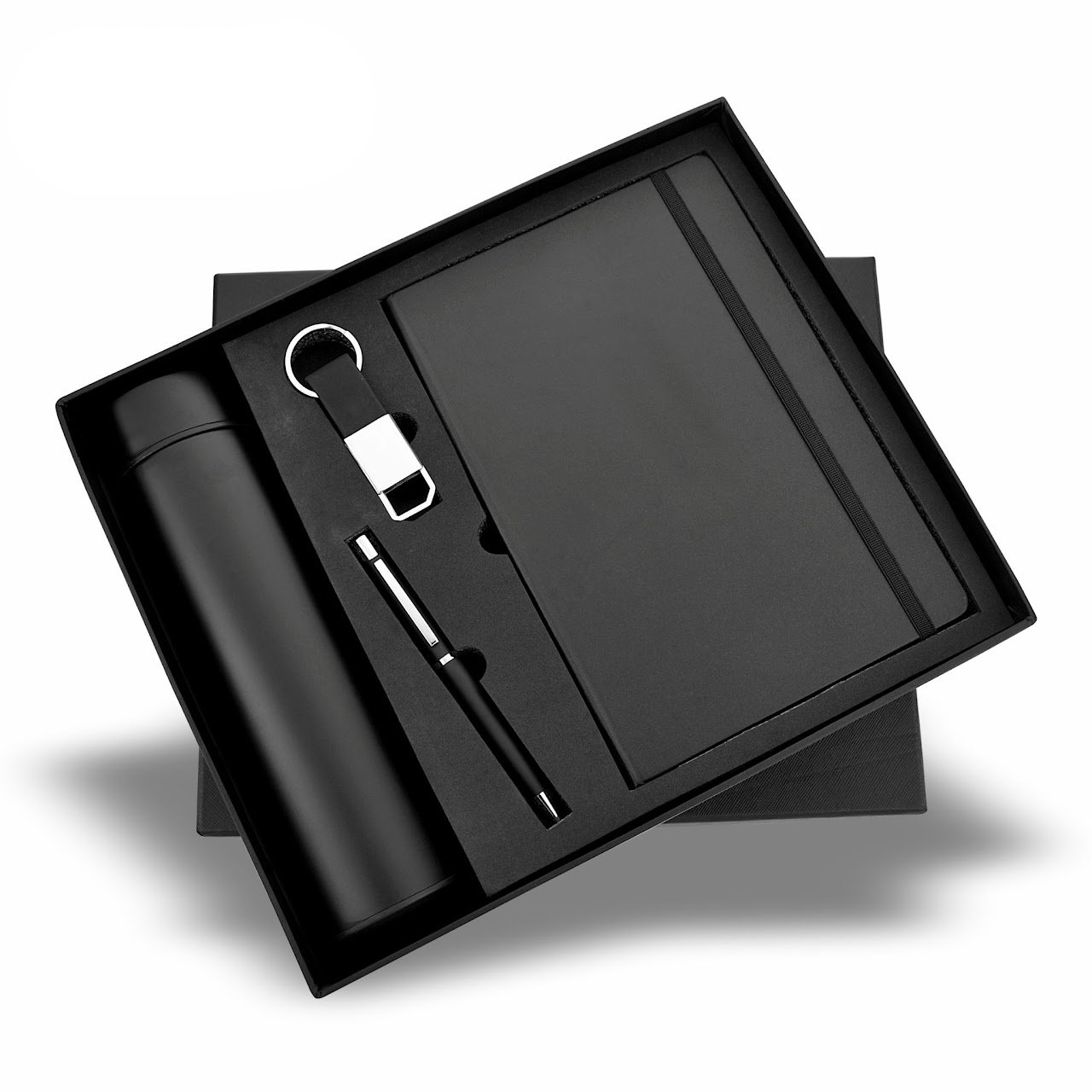 New Bottle 4 in 1 Black Temperature Bottle 500 ml, Diary Metal Pen and Keychain