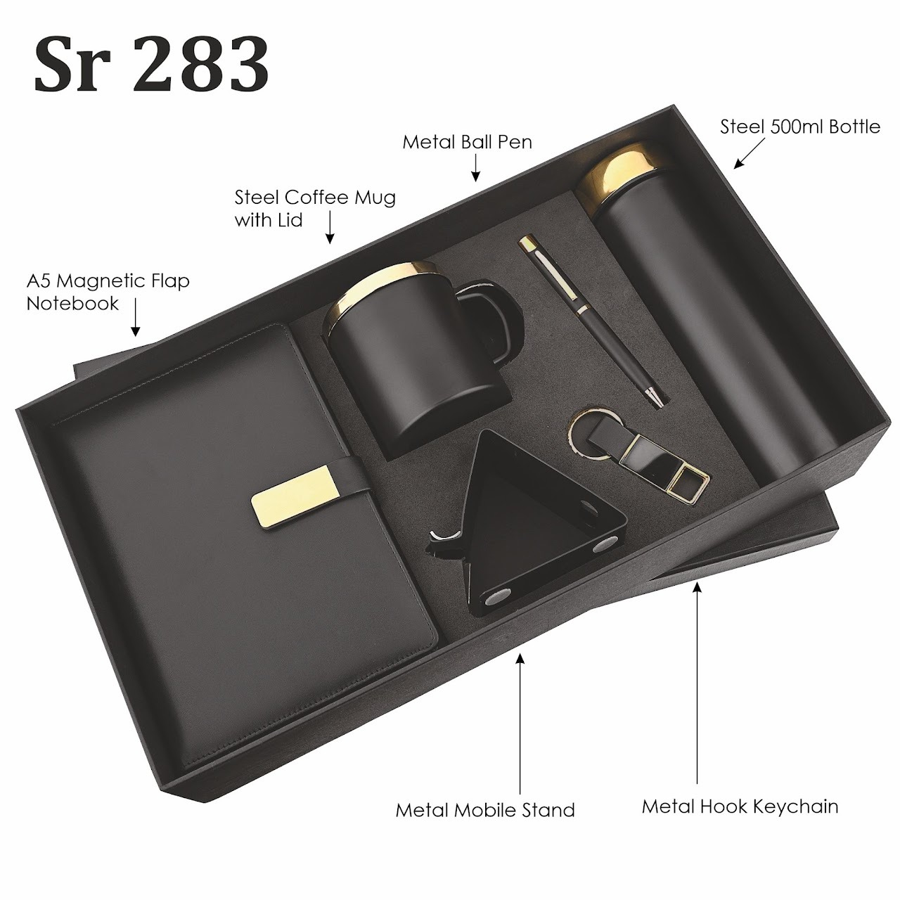 STEEL BOTTLE + STEEL COFFE MUF + STEEL MOBILE STAND + KEYCHAIN + DIARY