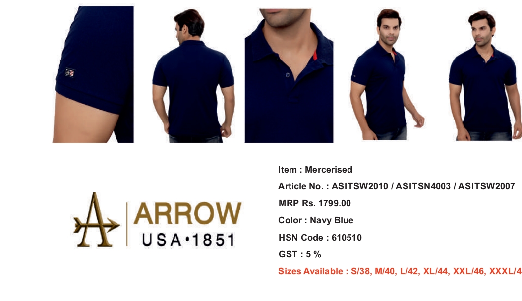 ARROOW T SHIRT NEVY BLUE COLOR
