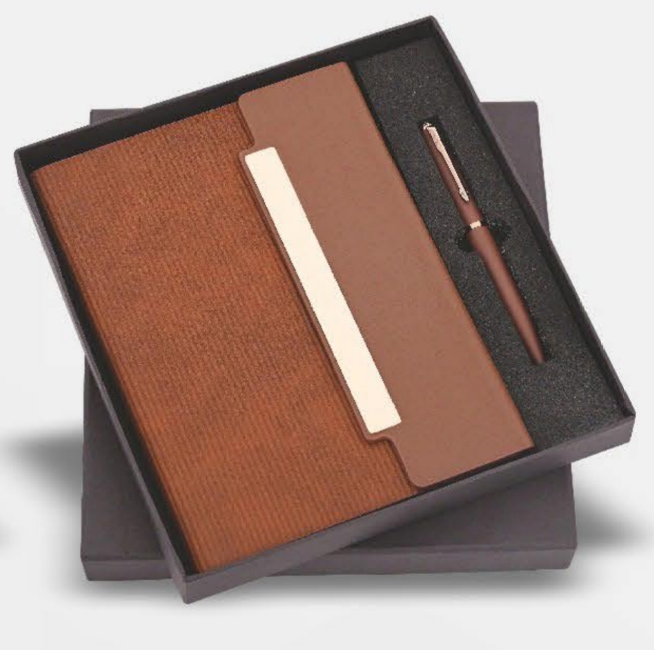 BROWN SLATE-EDGE DIARY & PEN KRT 20