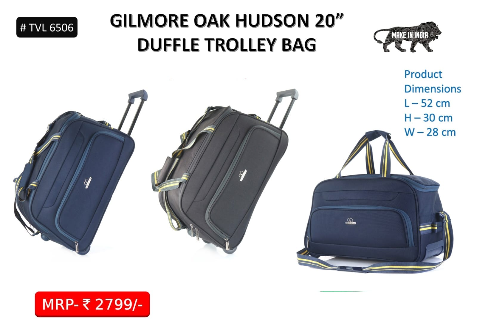 Gilmore oak hudson 20 duffle trolley bag