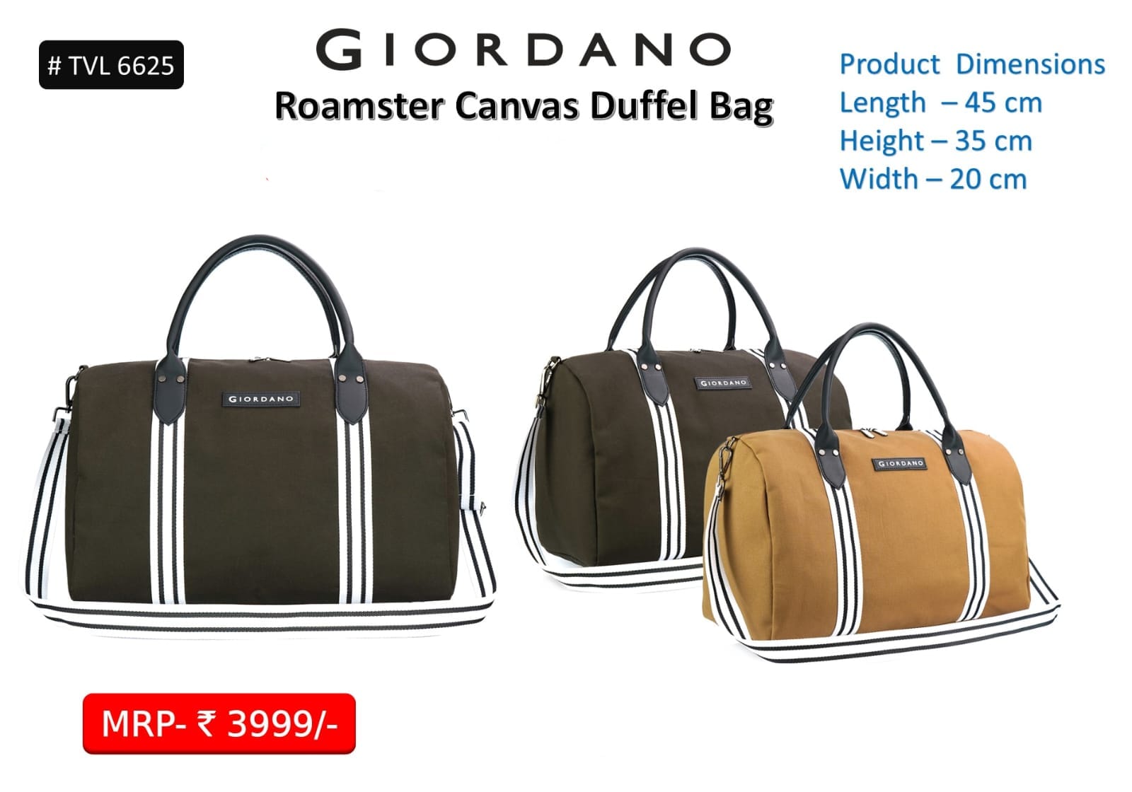 Giordano roamster canvas duffel bag