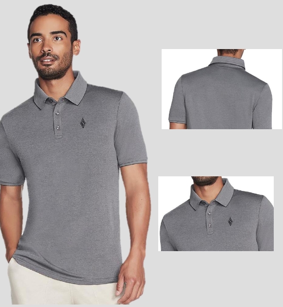 CHARCOAL POLO FRONT LOGO