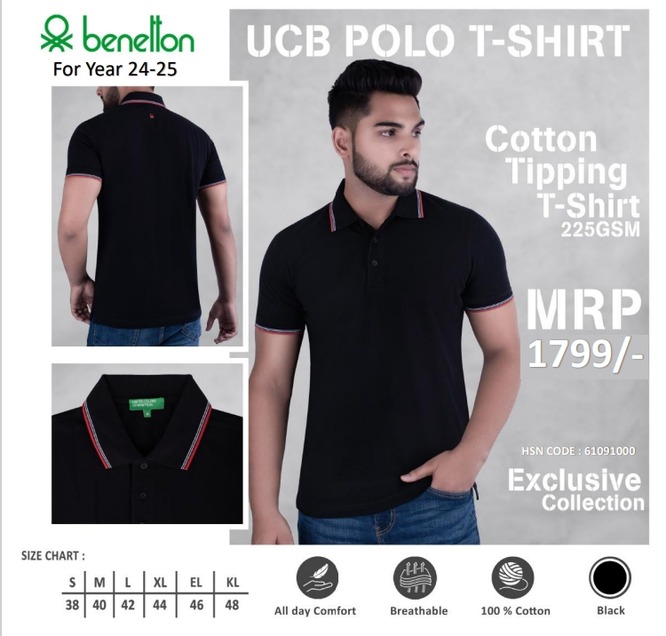 UCB  POLO T-SHIRT BLACK TIPPING