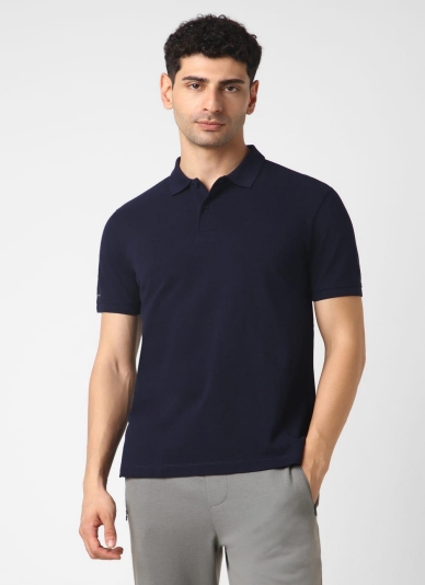 Navy Blue Jacquard collar
