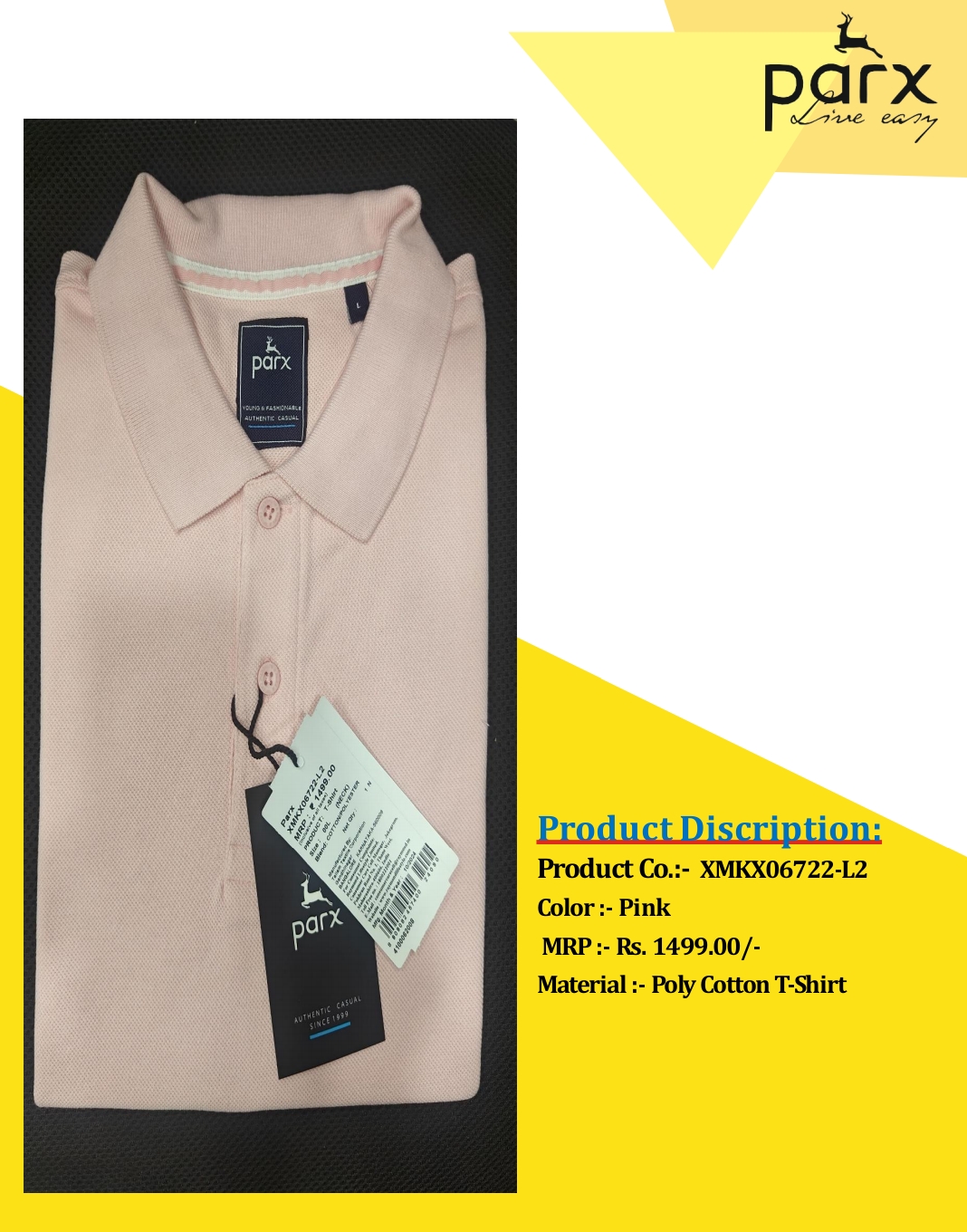 POLY COTTON T-SHIRT PINK COLOR