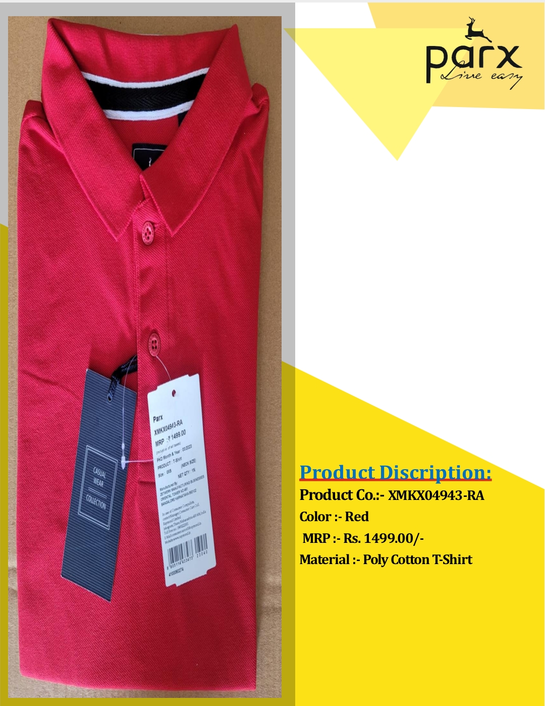 POLY COTTON T-SHIRT RED COLOR