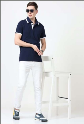 puma polo in peacoat-white colour
