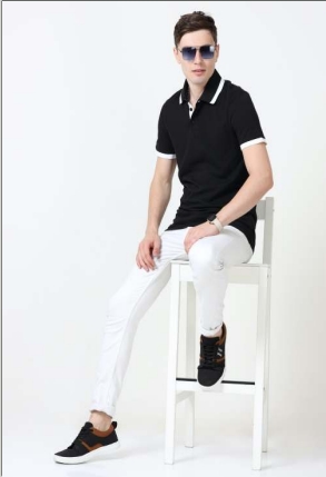 puma polo in black-white colour
