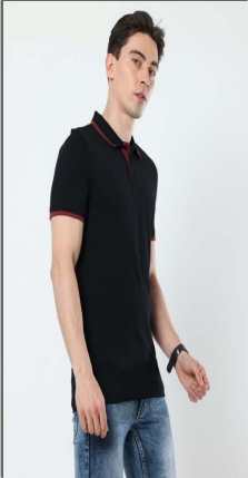 puma polo in black-zinfandel colour