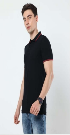 puma polo in black-zinfandel colour