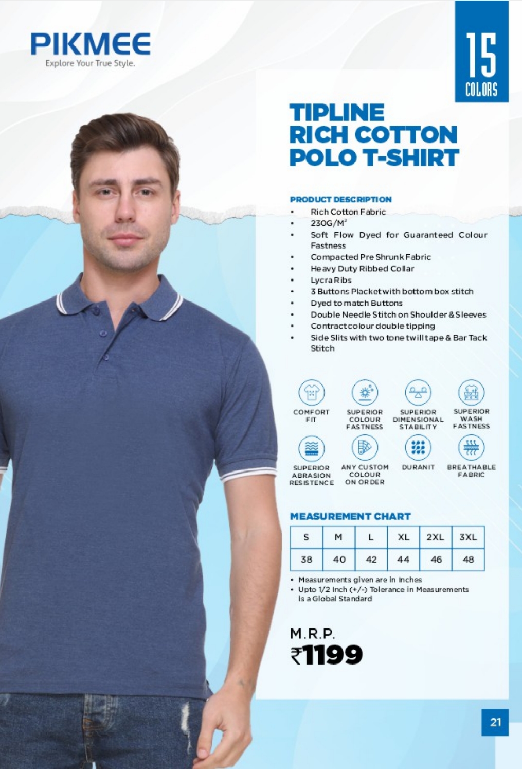 TIPLINE RICH COTTON POLO T SHIRT