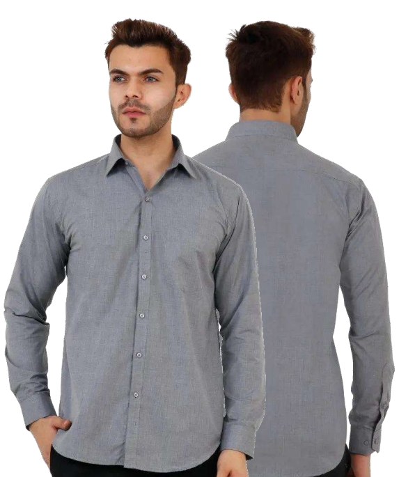 MEN\'S REGULAR FIT FORMAL GREY  SHIRT