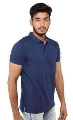 POLY COTTON  BLUE  T-SHIRT