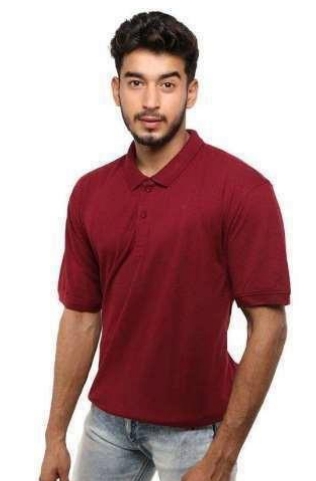 POLY COTTON  MAROON T-SHIRT
