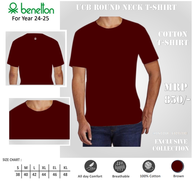 UCB Round Nect Tshirt Maroon