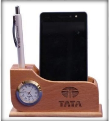wooden mobile stand pen and clock