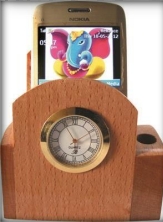 wooden mobile stand with clock