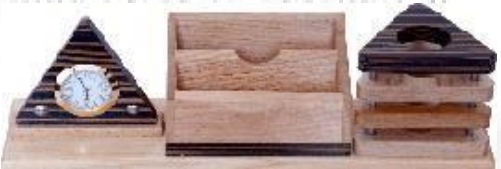 wooden table top clock with mobile stand and pen holder