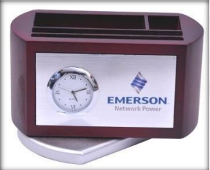 wooden table top mobile pen clock stand