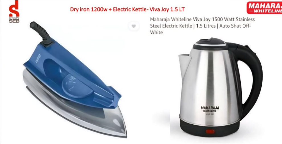 DRY IRON + ELECTRIC KETTLE MAHARAJA WHITELINE PREMIUM COMBO SETS 