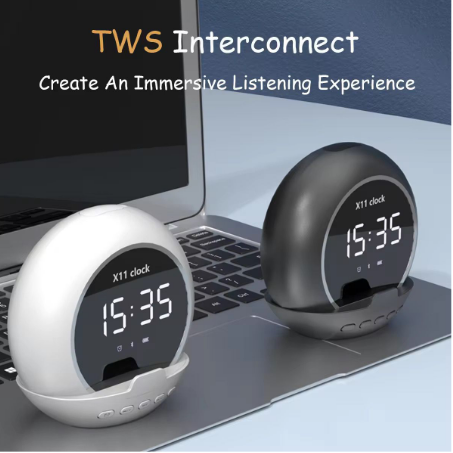 X11 CLOCK : SPEAKER + DIGITAL CLOCK + ALARM CLOCK + RECHARGABLE + TWS PAIRING
